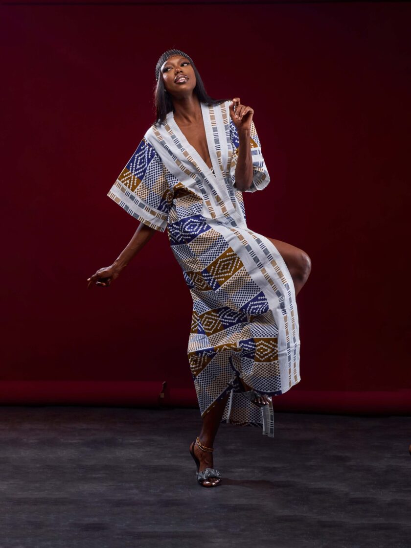 ROBE KIMONO LEILLA EN TISSU WAX – Image 2
