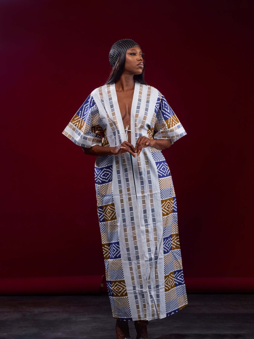 ROBE KIMONO LEILLA EN TISSU WAX