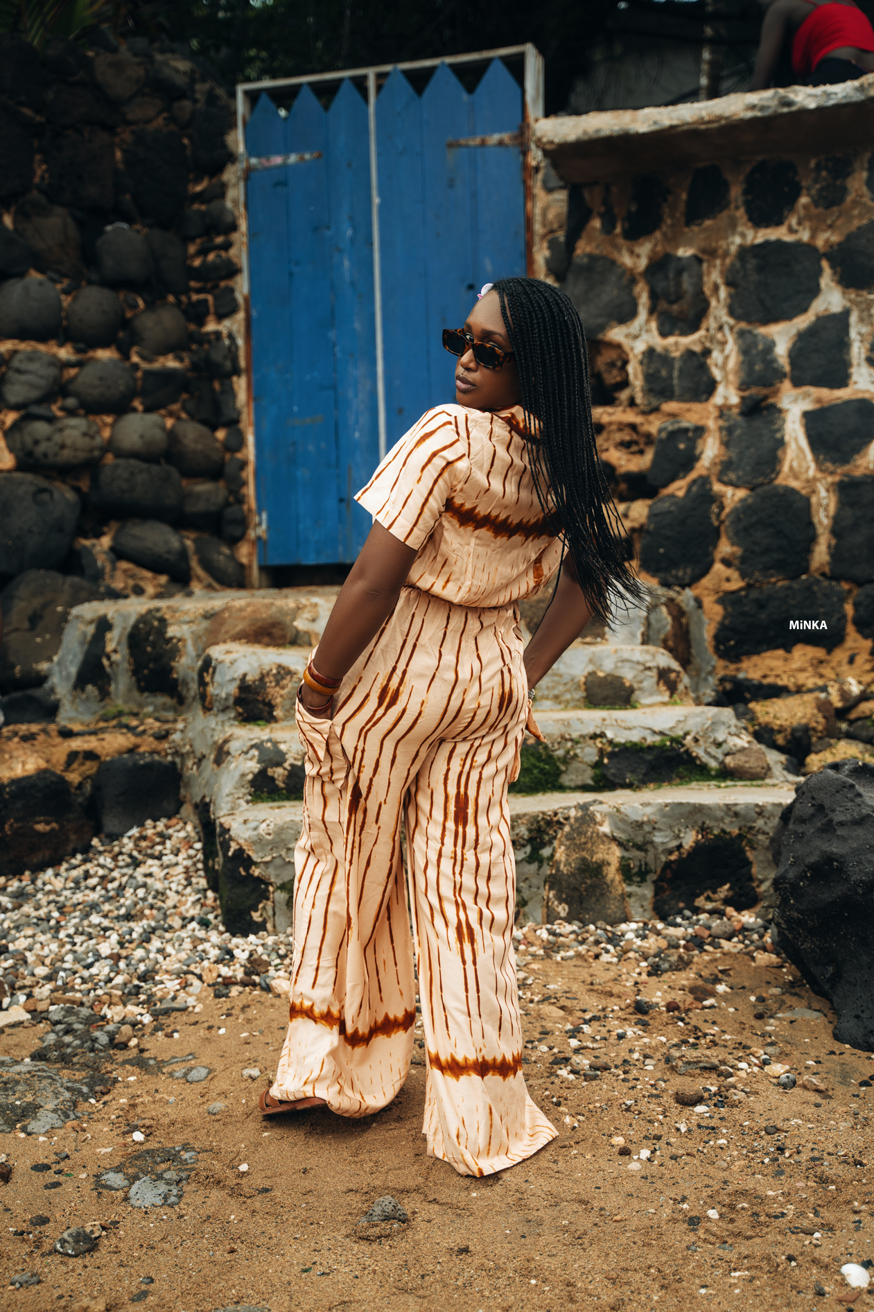 Ensemble marron blanc midi